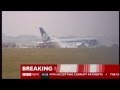A boeing 767 of polish lot airlines makes an emergency crash landing at warsaw airport
