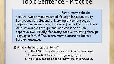 paragraphs part II topic sentences