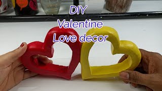 DIY Valentine Love decor| how to make couple heart with white cement?????????????