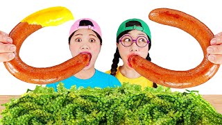 Kielbasa Salchicha Alimento Uvas De Mar Mukbang Dona