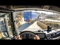Pov truck driving man tgx 470 tordera to peaje martorell barcelona catalua spain 