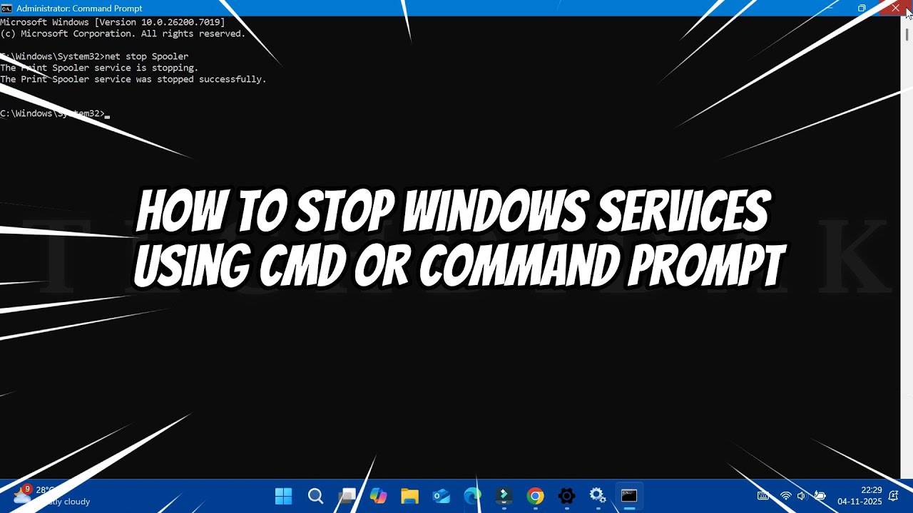 How to STOP Windows Services using CMD or Command Prompt - YouTube