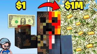 I became a MILLIONAIRE with only one DOLLAR 💵 in minecraft!