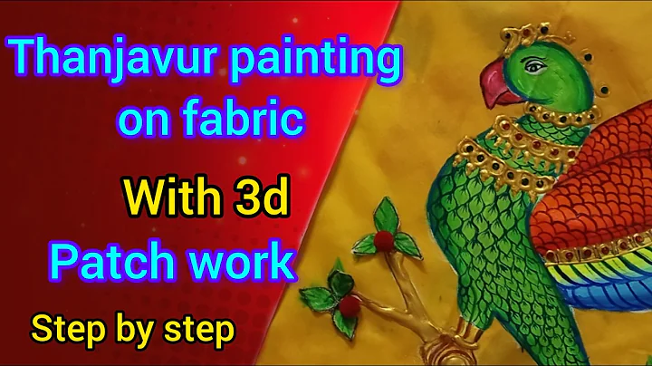 Tanjore style fabric painting parrot with patchwork@Subhas_finger_magic. #sareepainting #diyideas