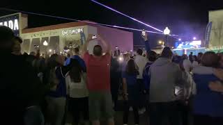 Jayhawks fans celebrate after final buzzer as KU tops UNC