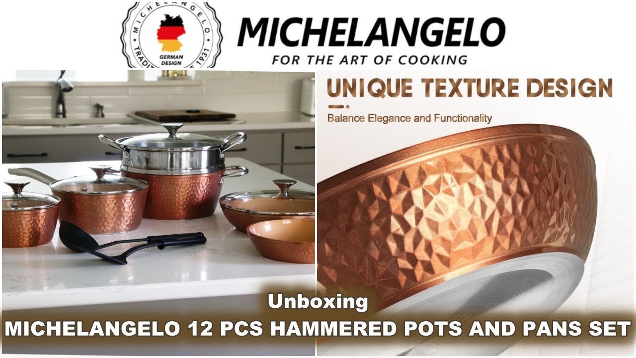  MICHELANGELO Saucepan Set 3 Piece, Copper Sauce Pan