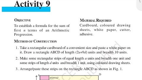 activity 9 class 10 lab manual activity to establish a formula for the sum of first n terms of an ap