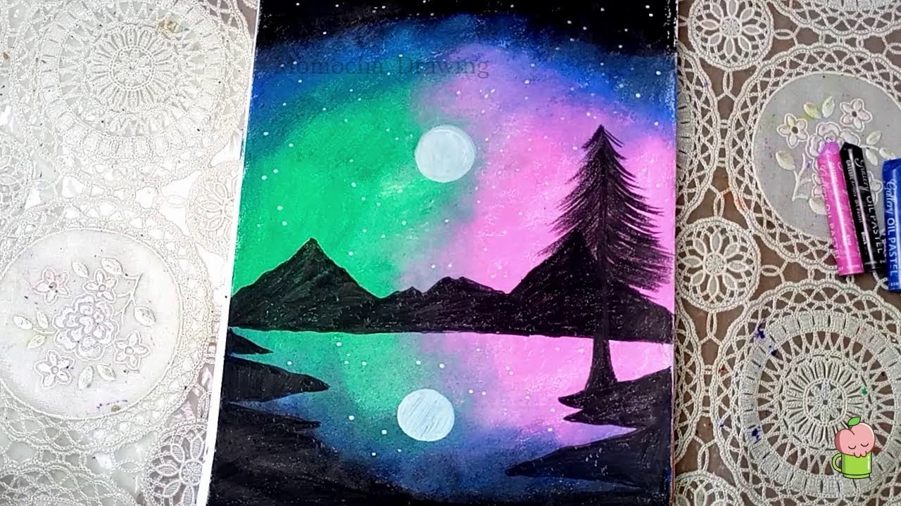 Crayon Gradasi Warna Langit Malam  Hari Silvy Gambar