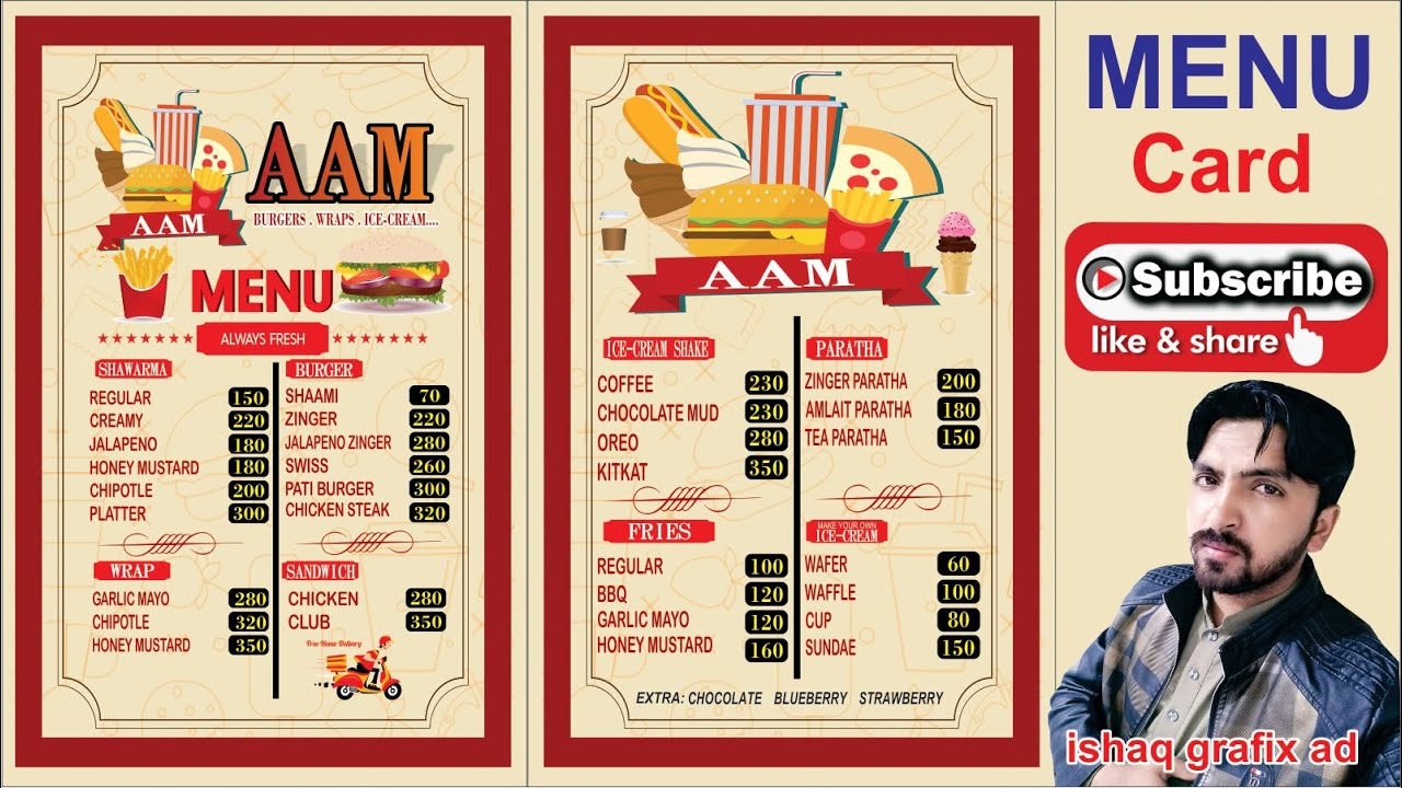 food menu desing corl Draw/ready to Print