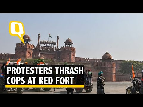 Tractor Rally | Viral Video Shows Cops Being Thrashed by Protesting Farmers at Red Fort
