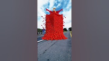 Red fruit collision scattering special effects c4d #shortsfeed #shortsyoutube