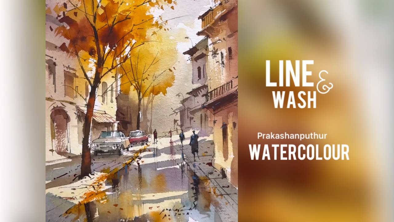 Ink pen with watercolour | rainy day | demo by Prakashanputhur - YouTube