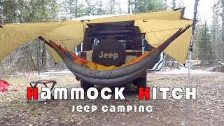 Camping with Hammock Hanging Hitch on Jeep