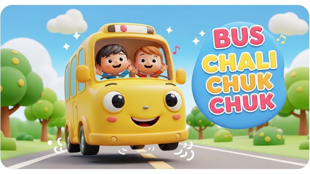Bus Chali Chuk Chuk | Cute Hindi Nursery Rhyme for Kids