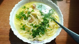 Такую лапшу мы очень любим! Домашняя лапша с домашней курочкой!//#_Украина_