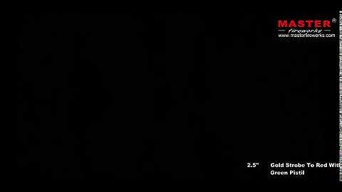 Master Fireworks 2.5 Inch Gold Strobe To Red With Green Pistil Display Shell