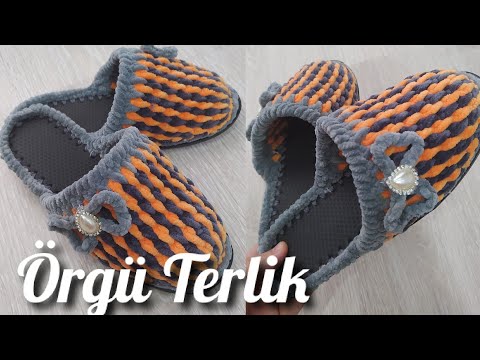 ÖRGÜ TERLİK YAPIMI 🤩 POFUR POFUR EV TERLİĞİ YAPALIM MI? Yeni model terlik çok istek aldı /Ayşe Varol