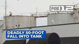 Worker dies after falling 50 feet into empty fuel tank near St. John’s Bridge