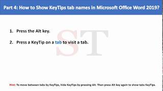 Part 4 How To Show Keytips Tab Names In Microsoft Office Word 2019?