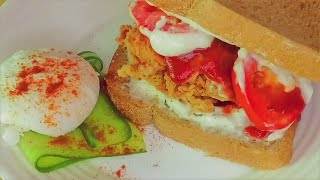 Special Breakfast Chicken Sandwich | Crispy Zinger With Poached Egg | Poached Egg Chicken Sandwich