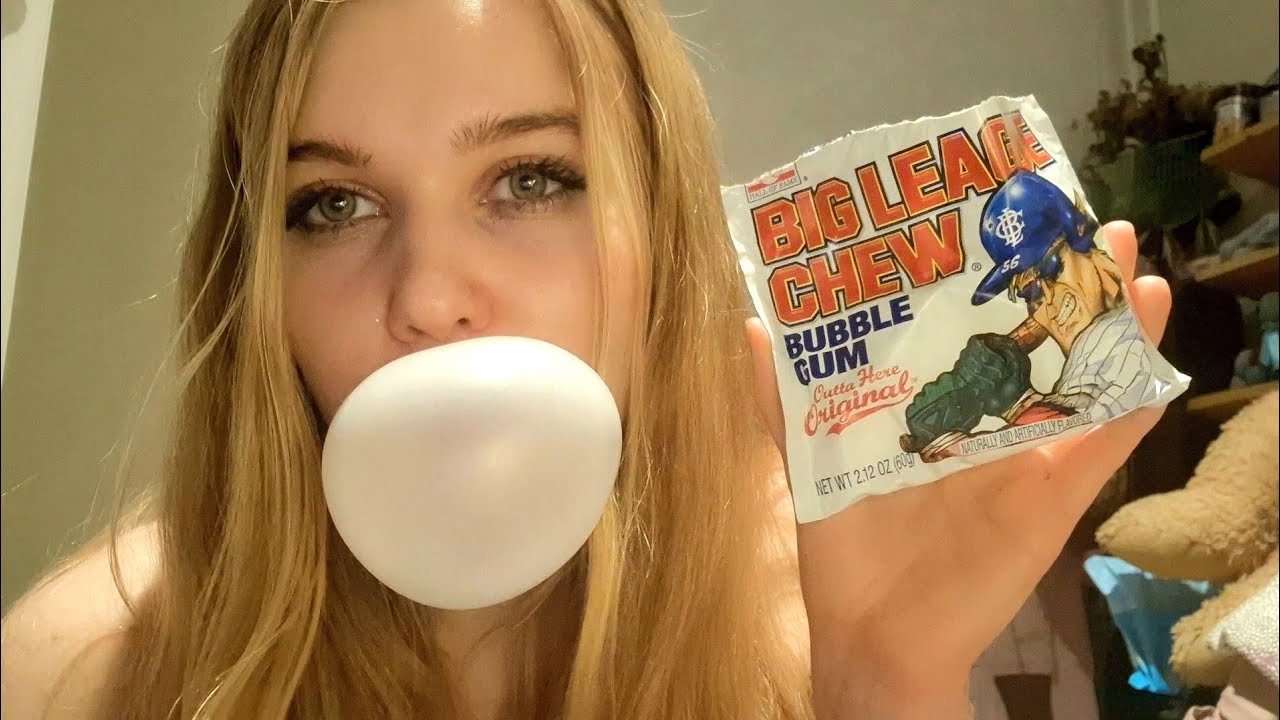 asmr bubblegum trying Big league chew bubble gum for the first time