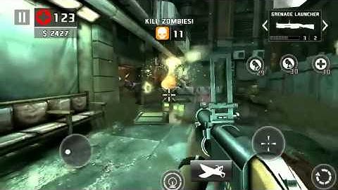Dead trigger 2 dual Uzi & grenade launcher level 57 gameplay take no damage iOS on hard TDU 50+