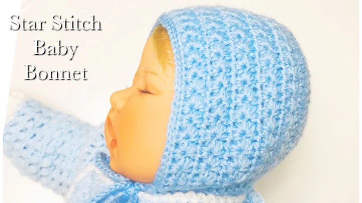 Crochet STAR STITCH baby bonnet hat 0-3M - EASY Ho...