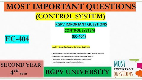 Control system rgpv important question | EC-404 | rgpv university | btech | rgpv