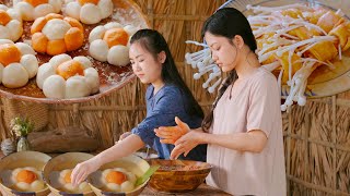 Making Vegetarian Plum Blossom Shaped Cakes Together, a Wholesome Dish for Days of Fasting.