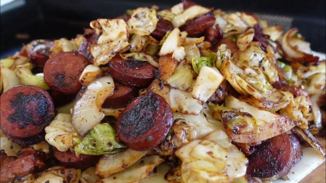 Fried Cabbage and Sausage on the Blackstone Griddle YouTube