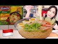 【インドミー】インドネシアのインスタントラーメンソトラモンガン味！トッピングに鶏肉たまごパクチートマトライムで超絶品【木下ゆうか】