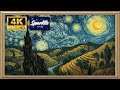 Van Gogh Inspired Starry Night Over Rice Terraces | Frame TV Art Feng Shui Abundance with music