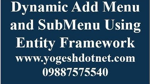 How to create dynamic Menu in ASP.NET MVC and Entity Framework | hindi