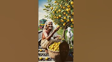 Grandmother and goat planted a lemon tree 😭 #goat #grandmother #ai #train #cartoon #funny #music