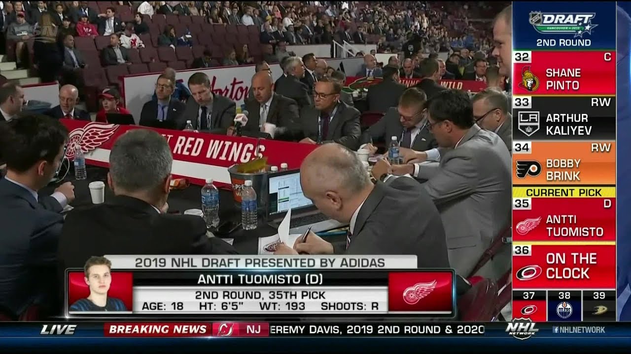 Detroit Red Wings 2019 Draft Selections (Rounds 1-3)