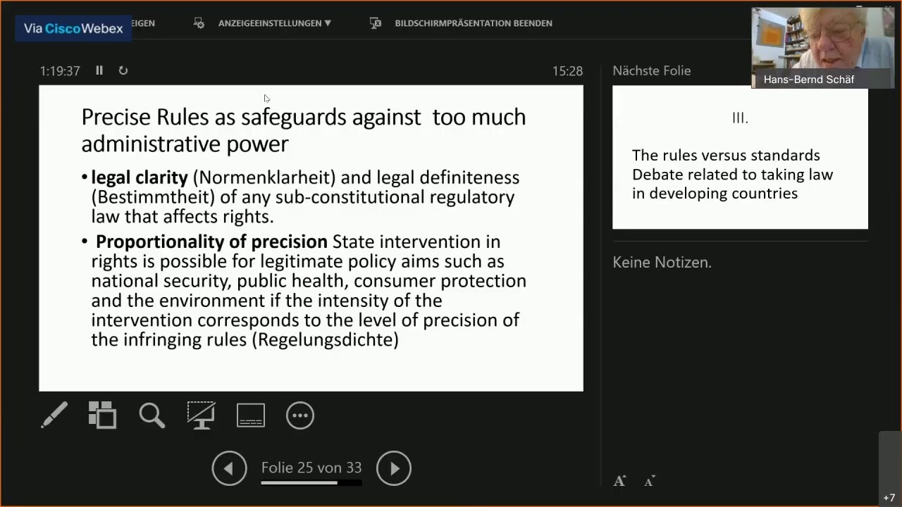 Prof. Hans Bernd Schäfer on Rules and Standards in Law