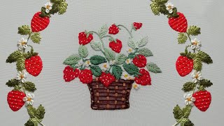 Fruit embroidery | easy stitches | Strawberries Basket