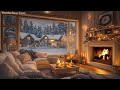 Quiet Winter at Cozy Living Room Ambience with Calm Piano Music, Warm Fireplace &amp; Gentle Snowy ❄️