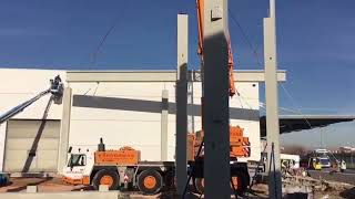 Montaje Viga I De 19,58 Metros Sobre Pilar Prefabricados Manchegos, S.l. Prefaman