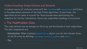 Understanding Subproblem Creation in Peak Finder Algorithms