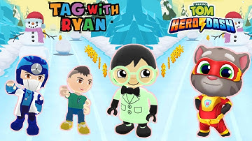 Tag with ryan vs CKN Toys Racing vs Talking Tom Hero Dash !!!