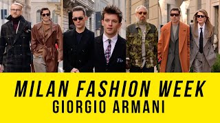 Milan Street Style at MFW Men's: Autumn/Winter 2024-2025 Fashion trends 🔥Giorgio Armani Street style