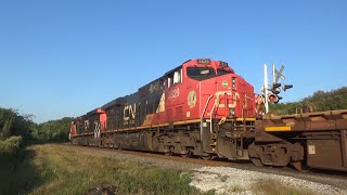Long Freight Train CN 594 East Rolling through Nauwigewauk, NB on a Speed Restriction
