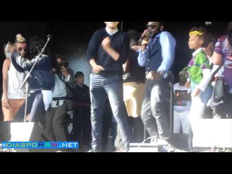 Members from the audience dance to some Soukous music by NKA Musica at Africa Oye 2015