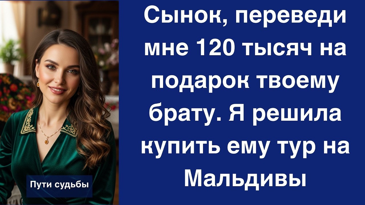 Сынок, переведи мне 120 тысяч на подарок твоему брату  Я решила купить ему тур на Мальдивы