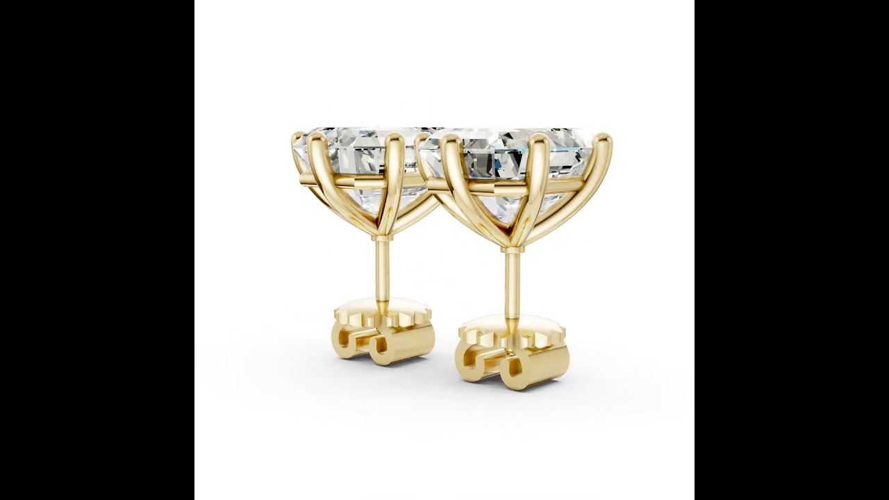 Emerald Brilliant Cut Diamond Stud Earrings