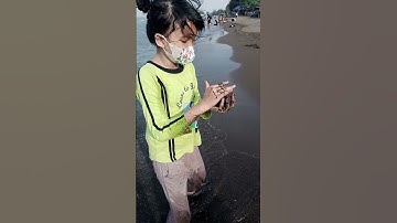 bermain pasir di pantai