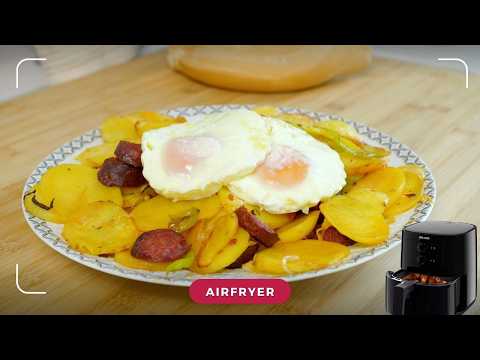 HUEVOS FRITOS con PATATAS y CHORIZO en #airfryer 🍳 ¡No Dejarás de Mojar Pan! 😋