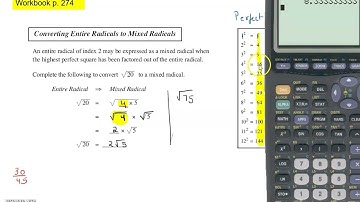 Math 20-2  Unit 1 Radicals-Simplify Entire radicals (NB)