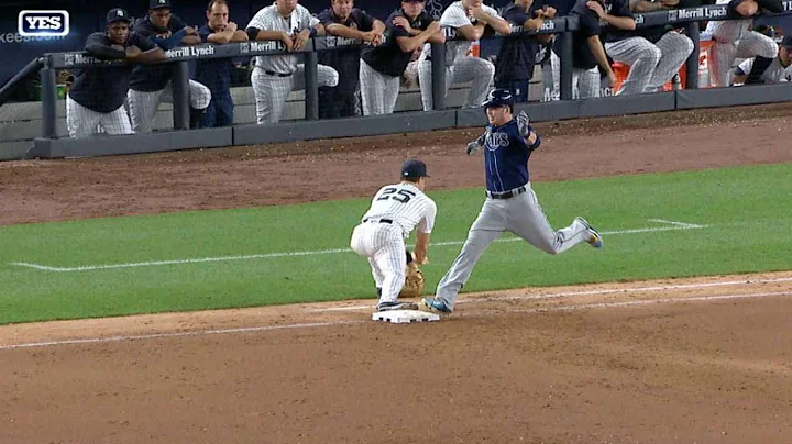 TB@NYY: Dickerson out at first after call overturned
